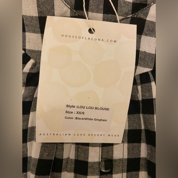 NWT House of Lacuna Lou Lou Blouse Black & White Gingham Size XS/S - Picture 6 of 9